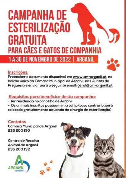 Campanha de esterilização gratuita para cães e gatos de companhia 